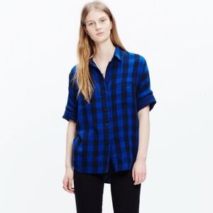 Madewell Courier Shirt in Buffalo Check Blue and Black
